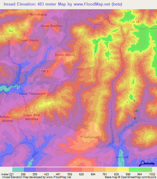 Imsad,Algeria Elevation Map