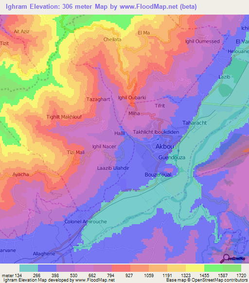 Ighram,Algeria Elevation Map