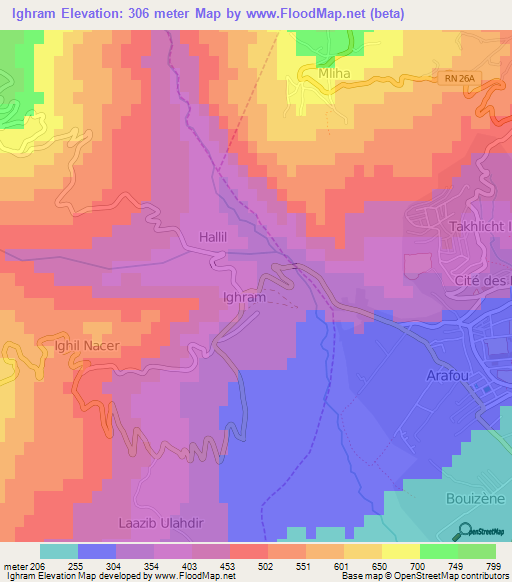 Ighram,Algeria Elevation Map