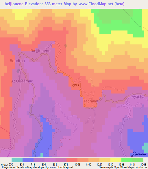 Ibeljiouene,Algeria Elevation Map