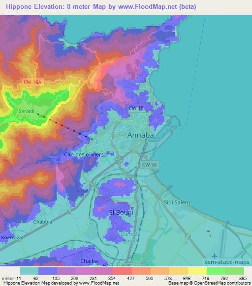 Hippone,Algeria Elevation Map