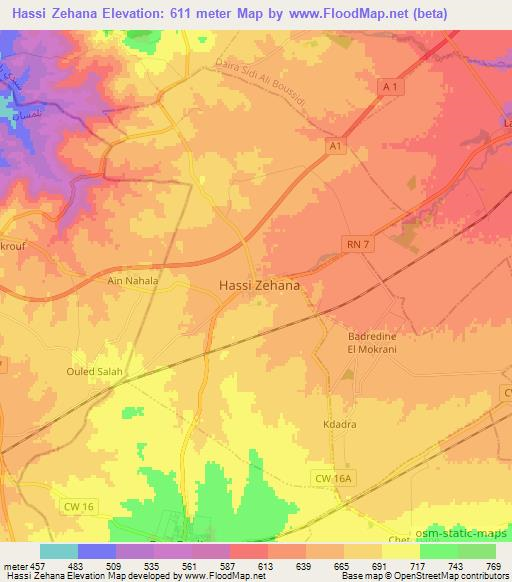 Hassi Zehana,Algeria Elevation Map