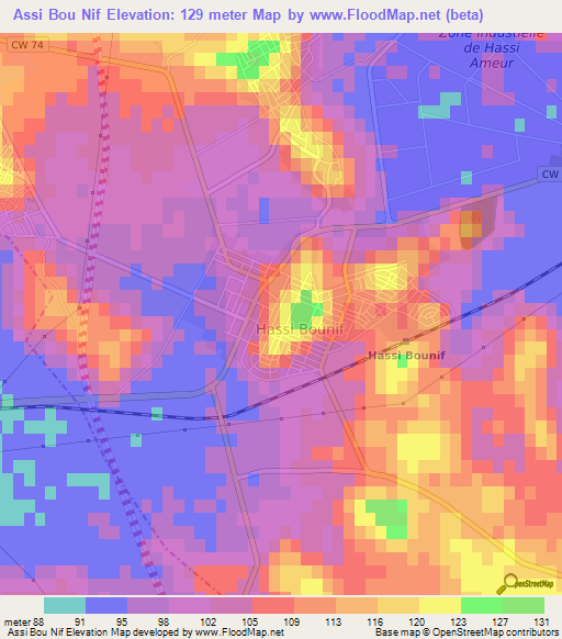 Assi Bou Nif,Algeria Elevation Map