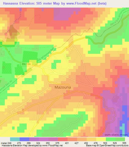 Hassasna,Algeria Elevation Map