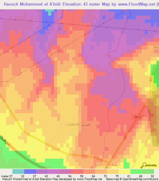 Haouch Mohammed el A'bidi,Algeria Elevation Map