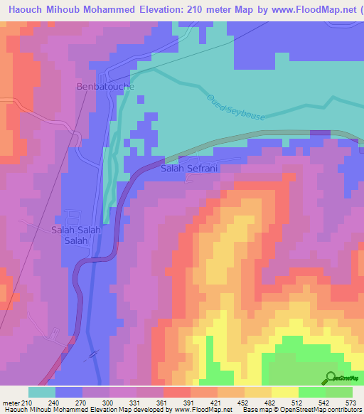 Haouch Mihoub Mohammed,Algeria Elevation Map