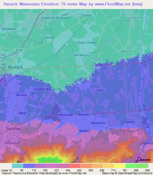 Haouch Massouma,Algeria Elevation Map