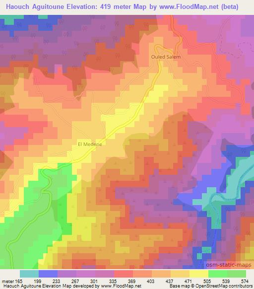 Haouch Aguitoune,Algeria Elevation Map