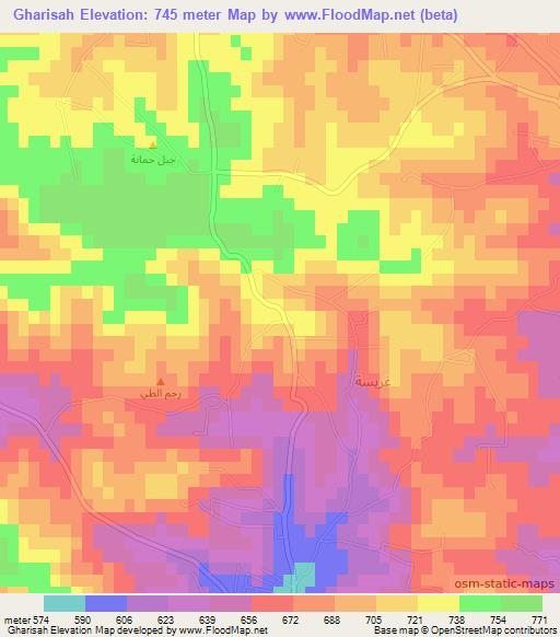 Gharisah,Jordan Elevation Map
