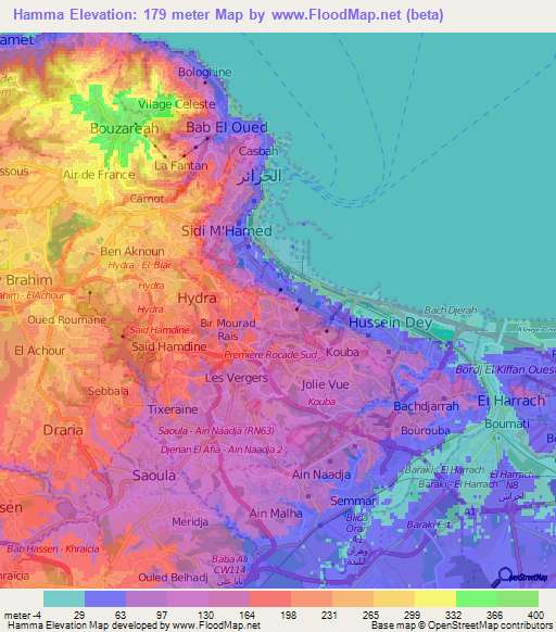 Hamma,Algeria Elevation Map