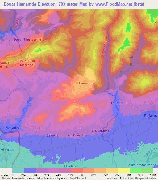 Douar Hamamda,Algeria Elevation Map