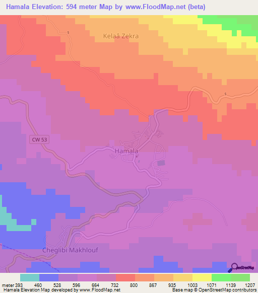 Hamala,Algeria Elevation Map
