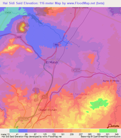 Hai Sidi Said,Algeria Elevation Map