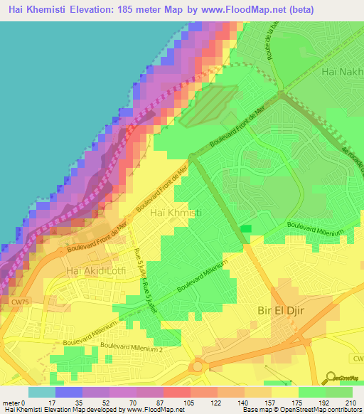 Hai Khemisti,Algeria Elevation Map