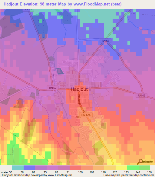 Hadjout,Algeria Elevation Map