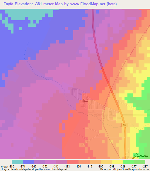 Fayfa,Jordan Elevation Map