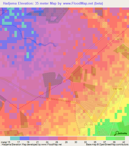 Hadjema,Algeria Elevation Map