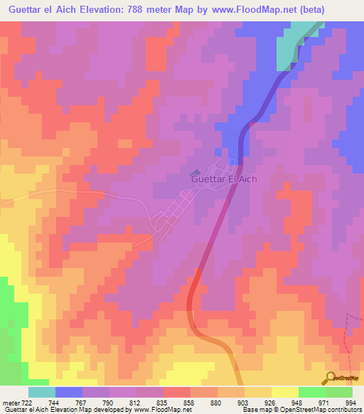 Guettar el Aich,Algeria Elevation Map