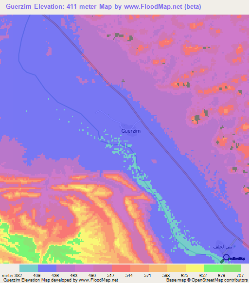 Guerzim,Algeria Elevation Map