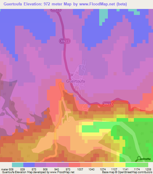 Guertoufa,Algeria Elevation Map