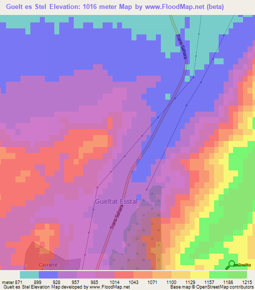 Guelt es Stel,Algeria Elevation Map