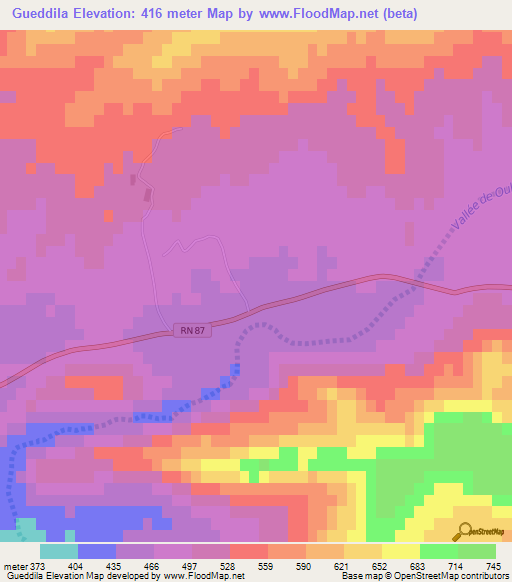 Gueddila,Algeria Elevation Map