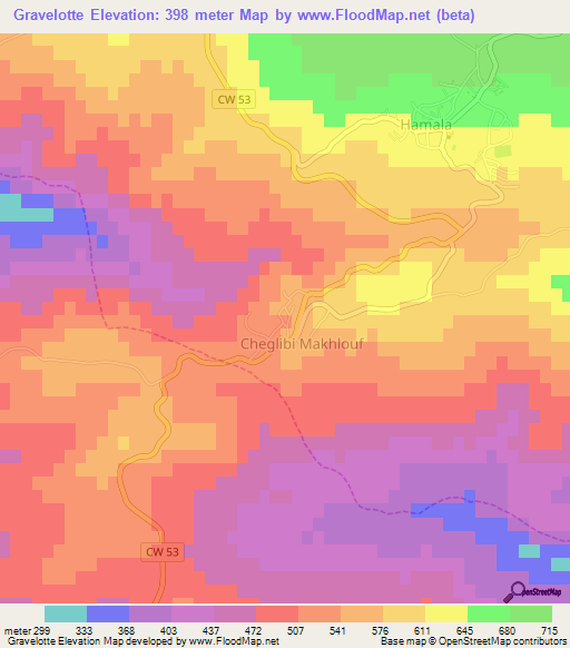 Gravelotte,Algeria Elevation Map