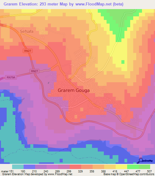 Grarem,Algeria Elevation Map