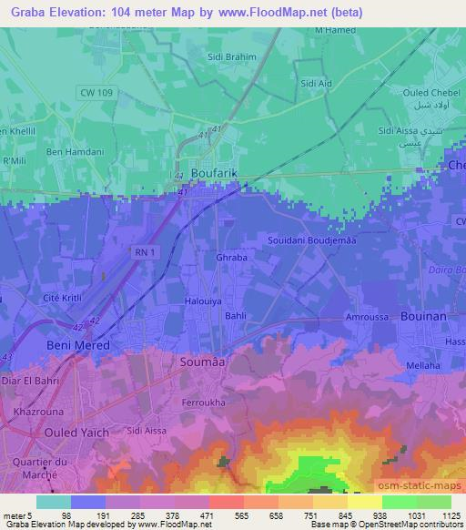 Graba,Algeria Elevation Map