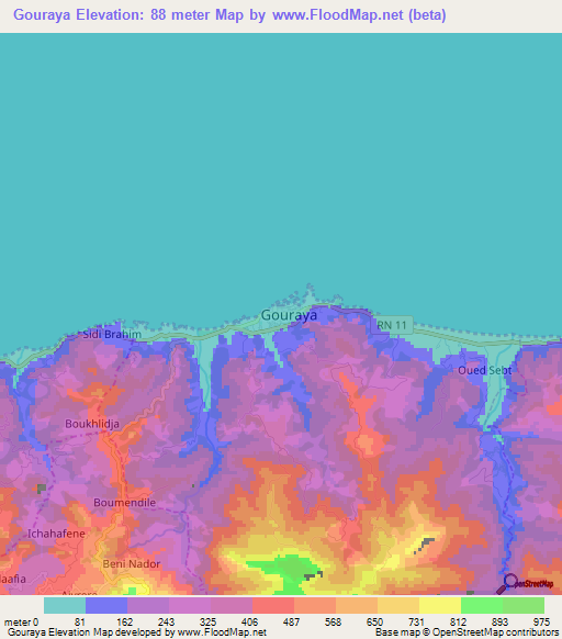 Gouraya,Algeria Elevation Map