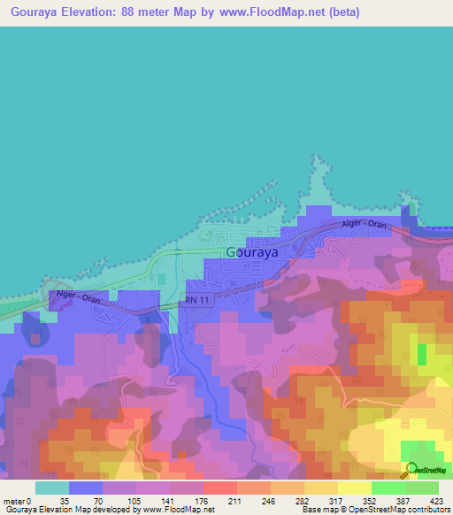 Gouraya,Algeria Elevation Map