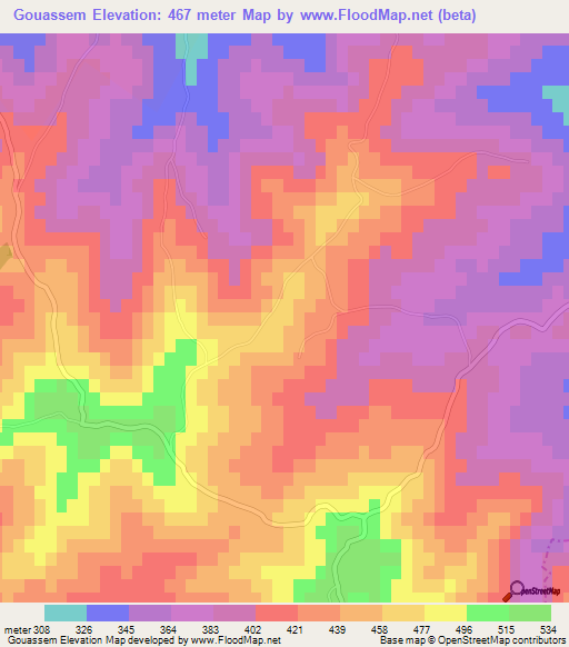 Gouassem,Algeria Elevation Map