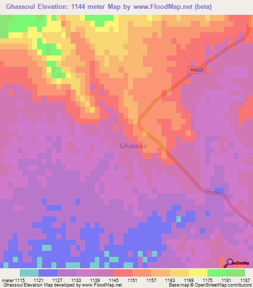 Ghassoul,Algeria Elevation Map