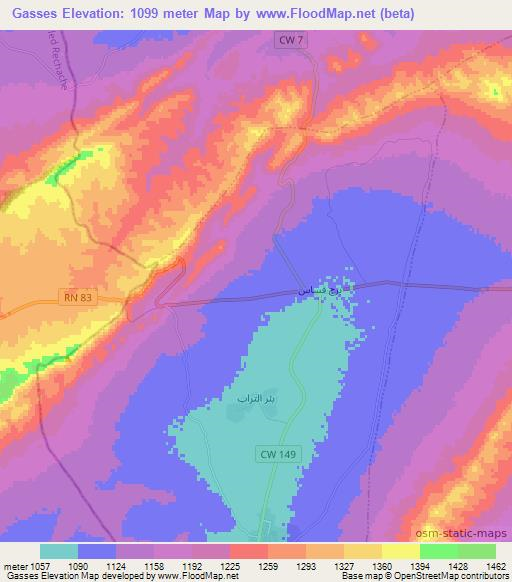 Gasses,Algeria Elevation Map