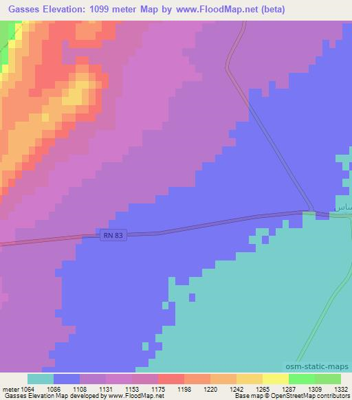 Gasses,Algeria Elevation Map