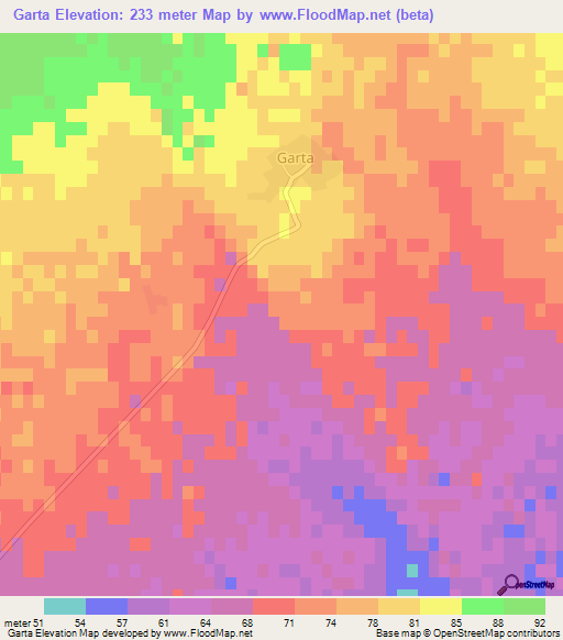 Garta,Algeria Elevation Map