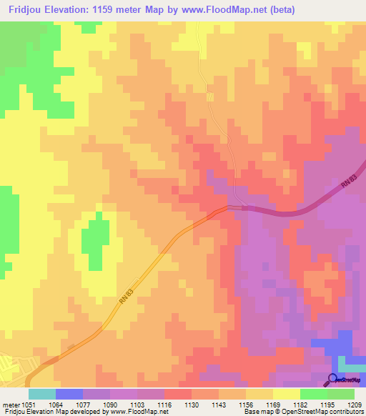 Fridjou,Algeria Elevation Map