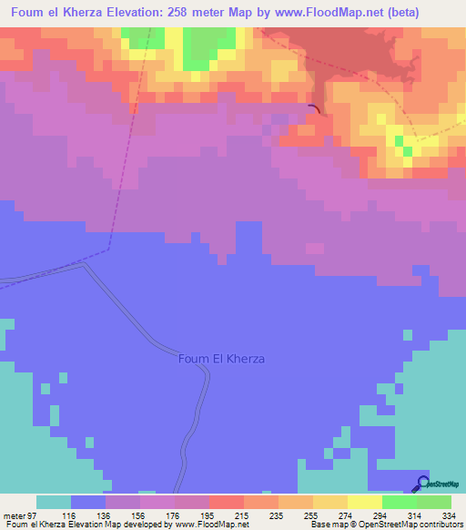 Foum el Kherza,Algeria Elevation Map