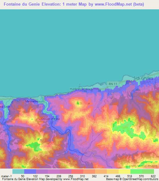 Fontaine du Genie,Algeria Elevation Map