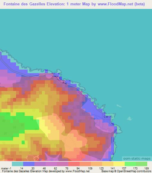 Fontaine des Gazelles,Algeria Elevation Map