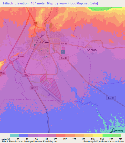 Filiach,Algeria Elevation Map