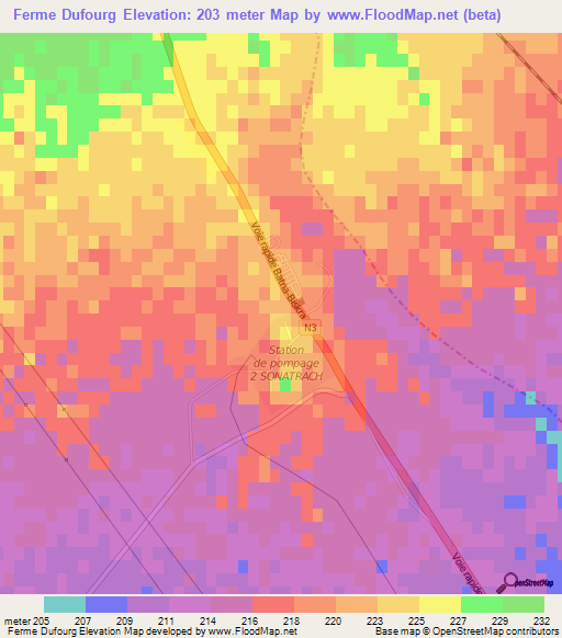 Ferme Dufourg,Algeria Elevation Map