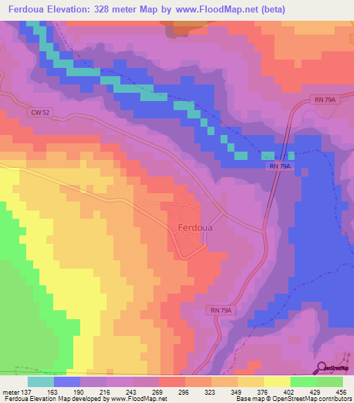 Ferdoua,Algeria Elevation Map
