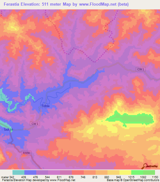 Ferastia,Algeria Elevation Map