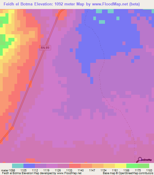 Feidh el Botma,Algeria Elevation Map