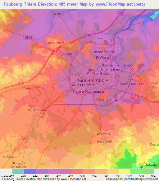Faubourg Thiers,Algeria Elevation Map