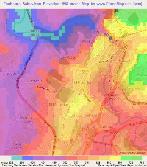 Faubourg Saint-Jean,Algeria Elevation Map