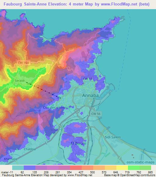 Faubourg Sainte-Anne,Algeria Elevation Map