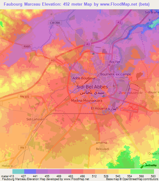 Faubourg Marceau,Algeria Elevation Map