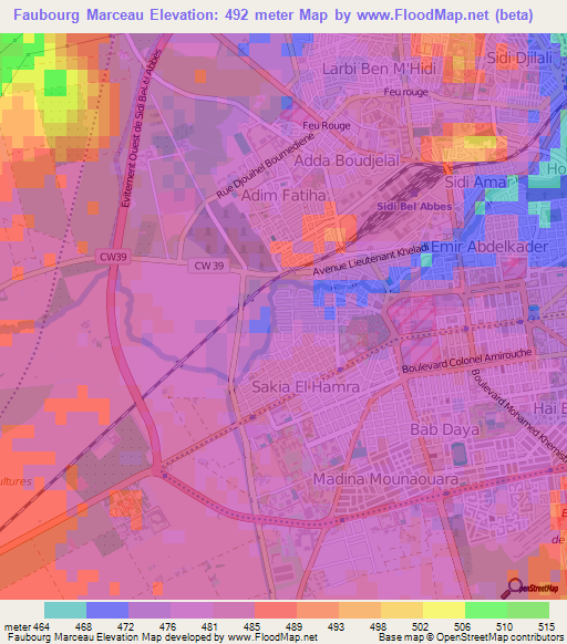 Faubourg Marceau,Algeria Elevation Map